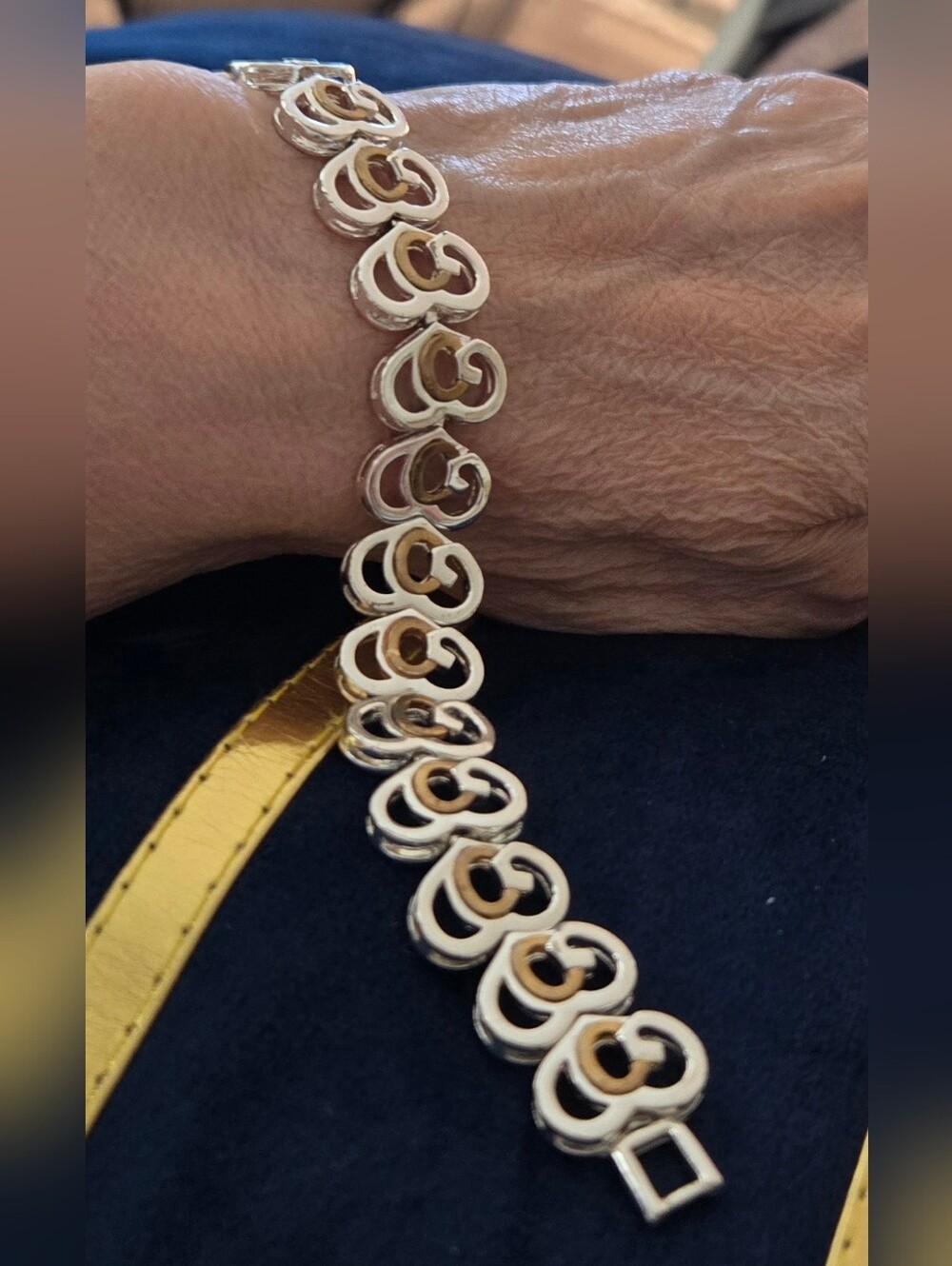 Gold-Tone Interlocking Circle Bracelet for Women